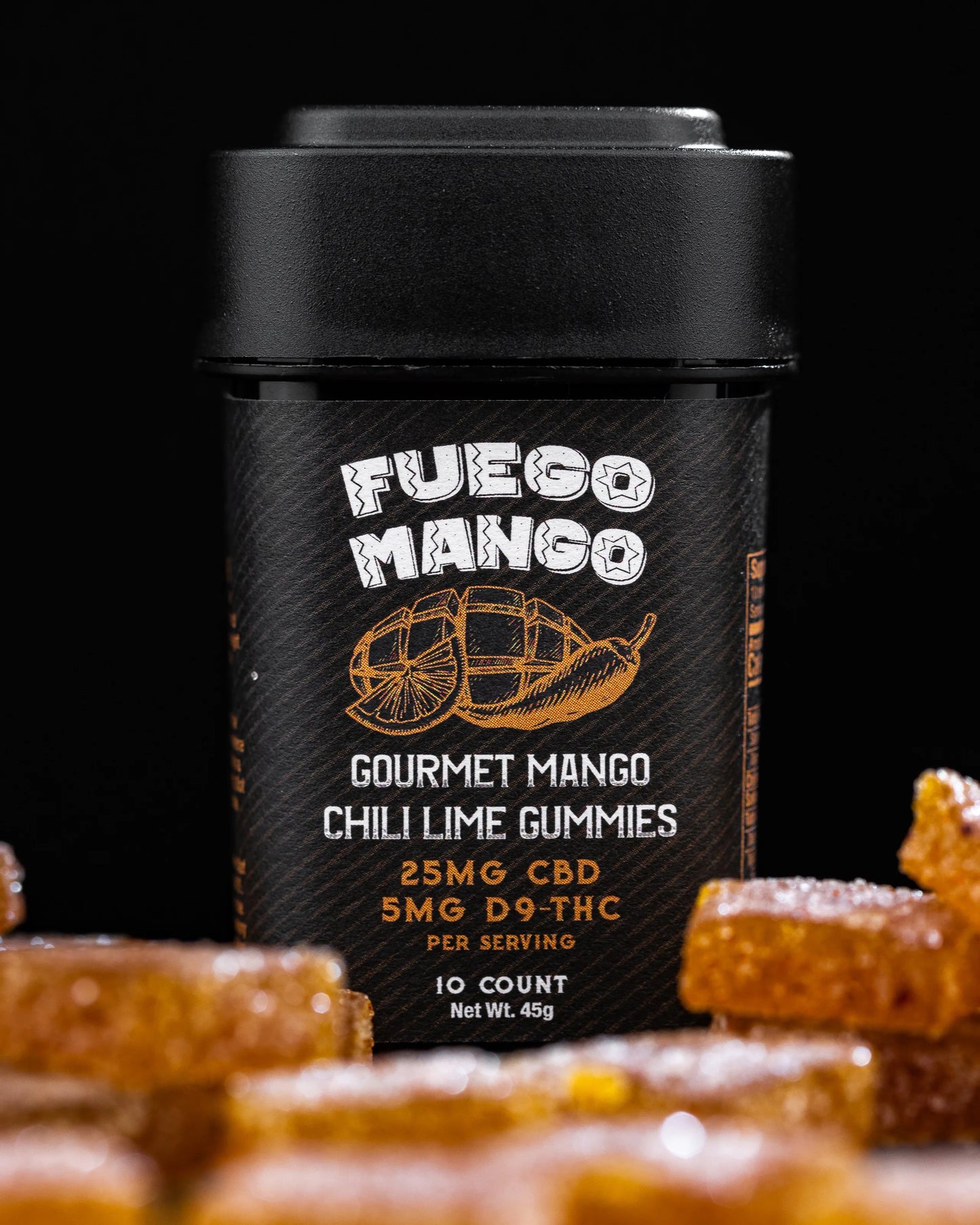 Dankadence Gourmet Gummies 5mg D9 25mg CBD 10ct Fuego Mango